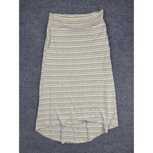 PrAna Skirt Womens Small White Striped Knit Midi Elastic Waist Pockets